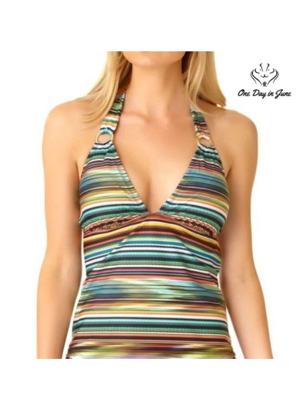 a.n.a Striped Tankini Top Size M
